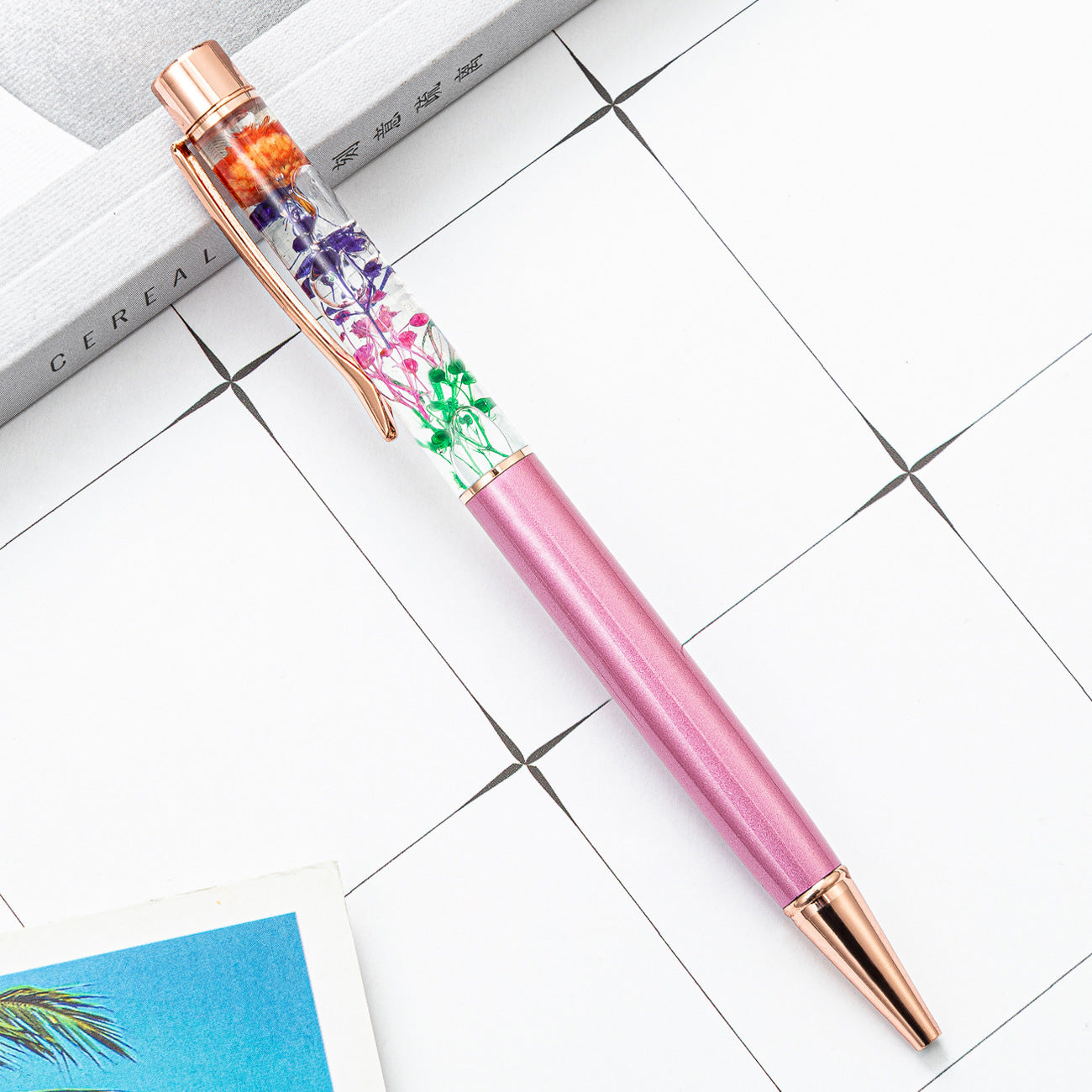 Wholesale Metal Crystal Preserved Flower Ballpoint Pen